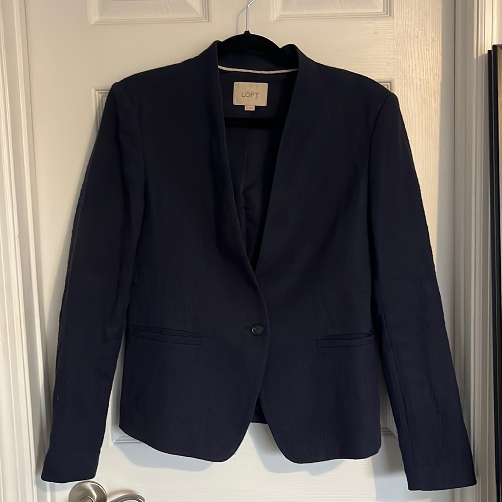 Loft navy textured blazer
